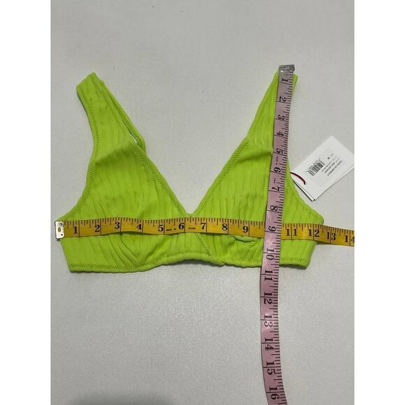 Solid & Striped Beverly Bikini Swim Top Chartreuse Rib Neon Green Medium - Picture 5 of 10